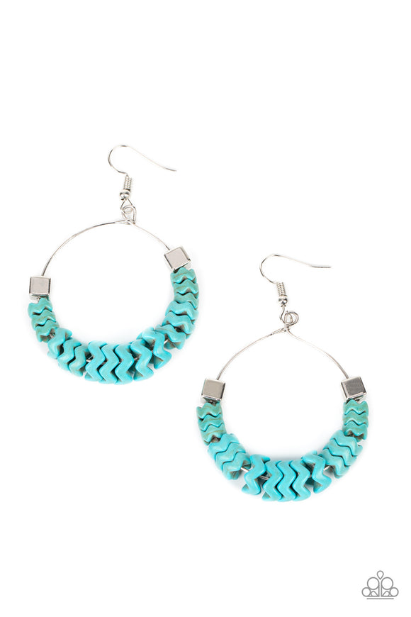 Capriciously Crimped - Blue earrings