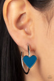 Kiss Up - Blue heart hoop earrings