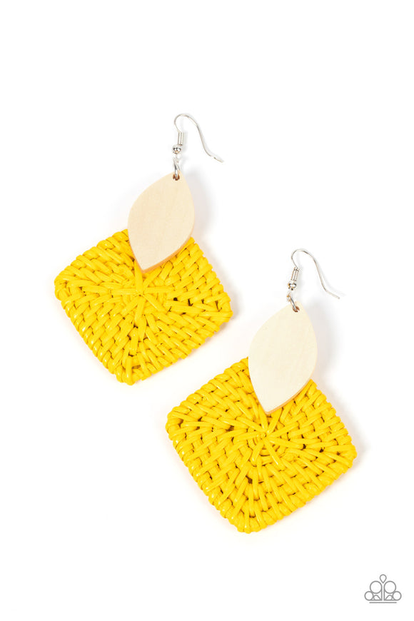 Sabbatical WEAVE - Yellow wood earrings