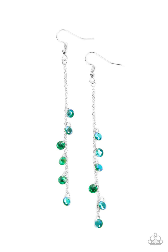 Extended Eloquence - Green oil spill earrings