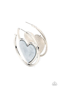 Smitten with You - Silver heart hoop earrings