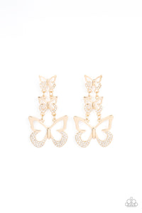 Flamboyant Flutter - Gold post butterfly earrings