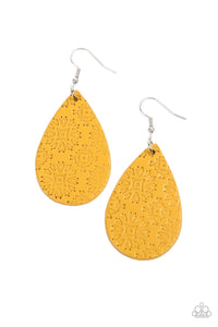 Stylishly Subtropical - Yellow leather earrings