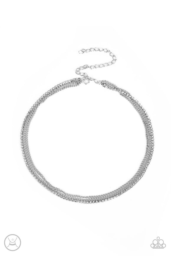 Glitzy Gusto - White choker necklace