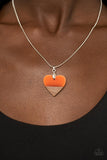 You Complete Me - Orange wooden heart necklace