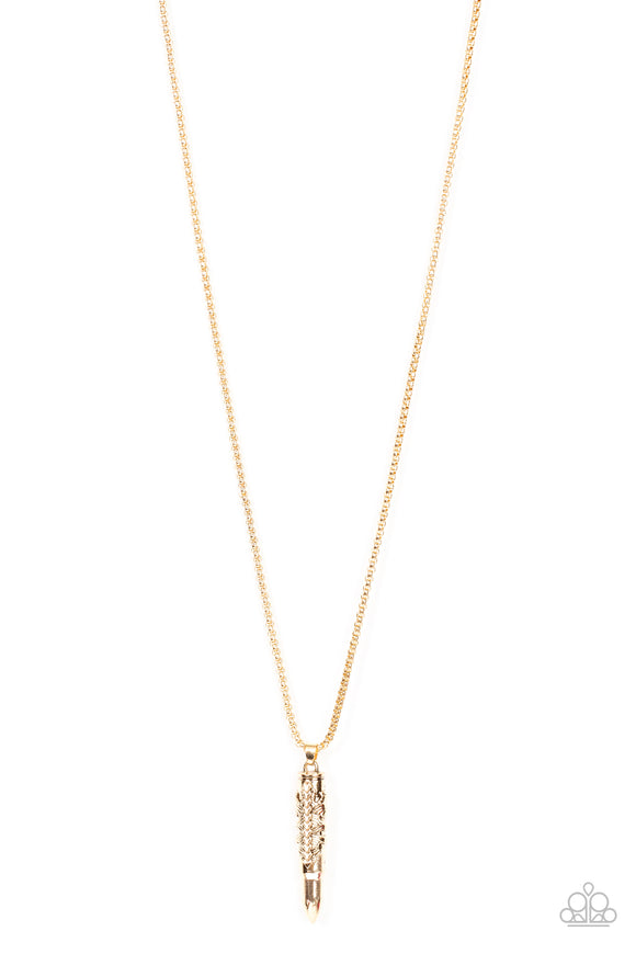 Mysterious Marksman - Gold urban bullet necklace