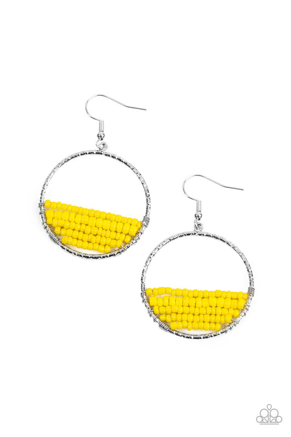 Head-Over-Horizons - Yellow seed bead earrings