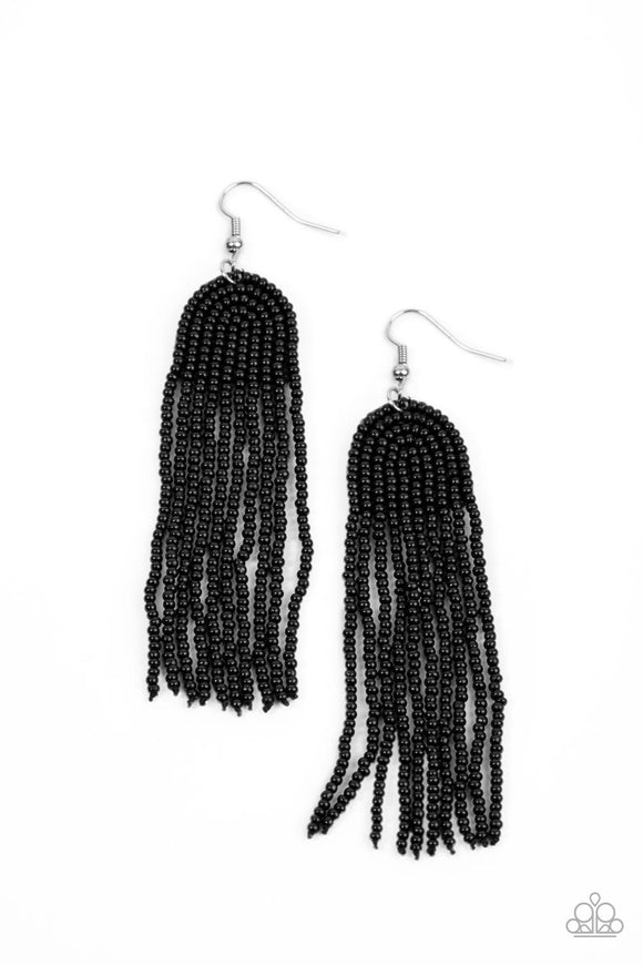 Right as RAINBOW - Black seed bead earrings