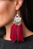 Plume Paradise - Red feather earrings