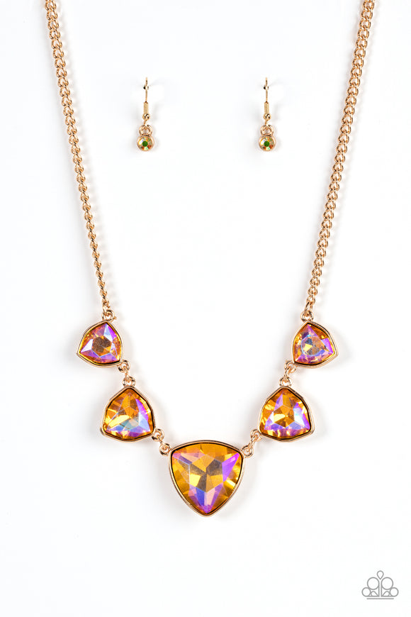 Cosmic Constellations - Gold iridescent necklace