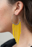 Saguaro Breeze - Yellow seed bead hoop earrings