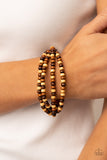 Oceania Oasis - Brown wood stretchy bracelet