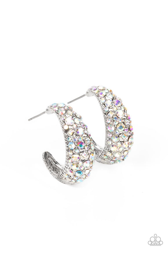 Glamorously Glimmering - Multi iridescent hoop earrings