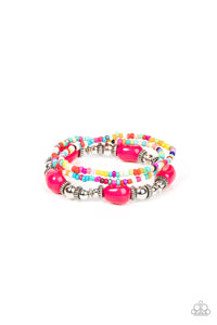 Confidently Crafty - Pink multi stretchy bracelet