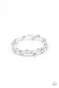 Spontaneous Shimmer - White coil bracelet