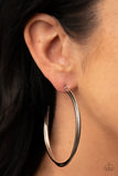 Monochromatic Curves - Silver hoop earrings