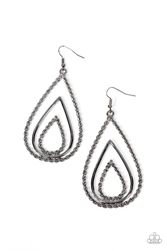 Tastefully Twisty - Black earrings