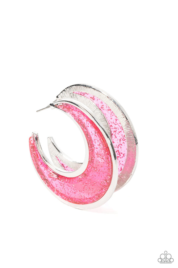 Charismatically Curvy - Pink hoop earrings