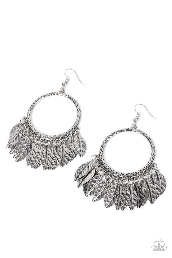 FOWL Tempered - Silver feather earrings