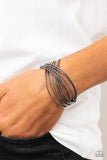 Industrialized Shimmer - Black bangle cuff bracelet