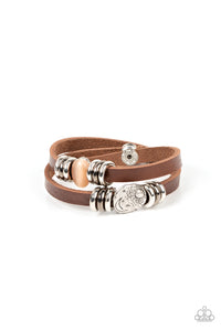 All Willy-Nilly - Orange moonstone wrap bracelet