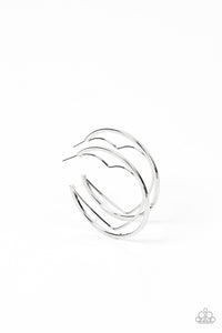 Love Goes Around - Silver heart hoop earrings