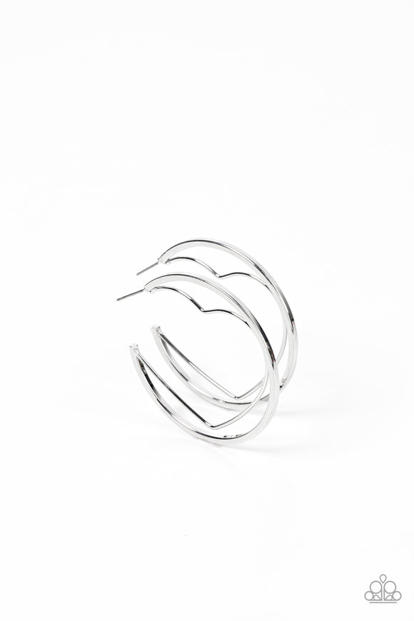 Love Goes Around - Silver heart hoop earrings