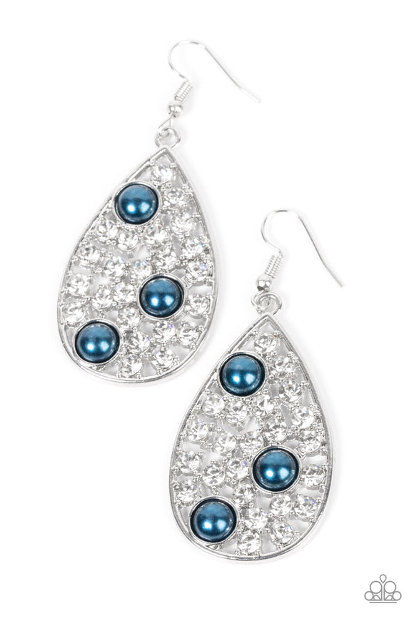 Bauble Burst - Blue pearl earrings