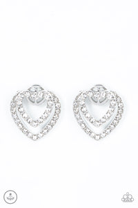 Ever Enamored - White heart post earrings