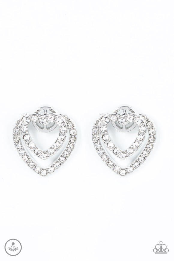 Ever Enamored - White heart post earrings