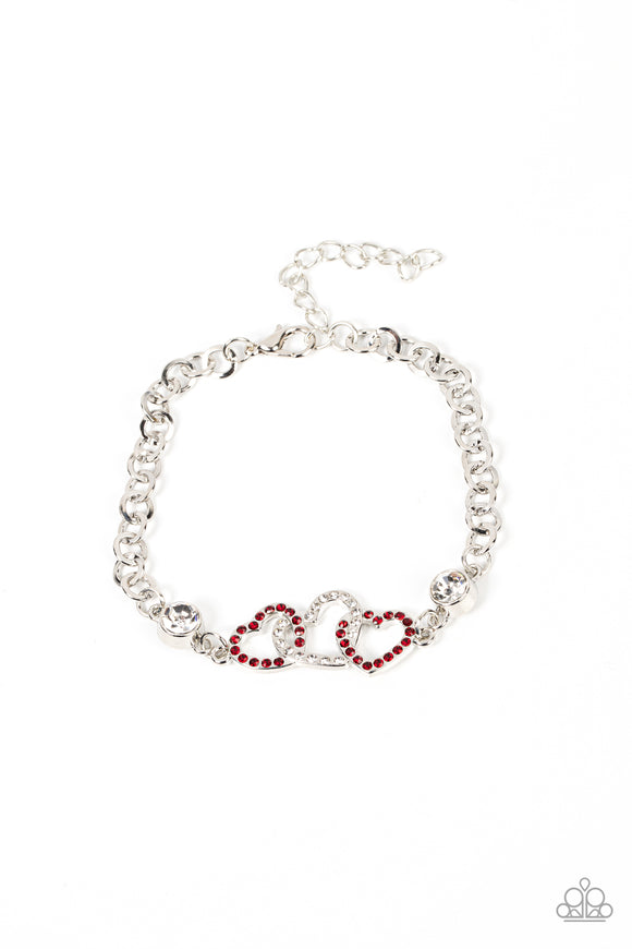 Desirable Dazzle - Red heart clasp bracelet