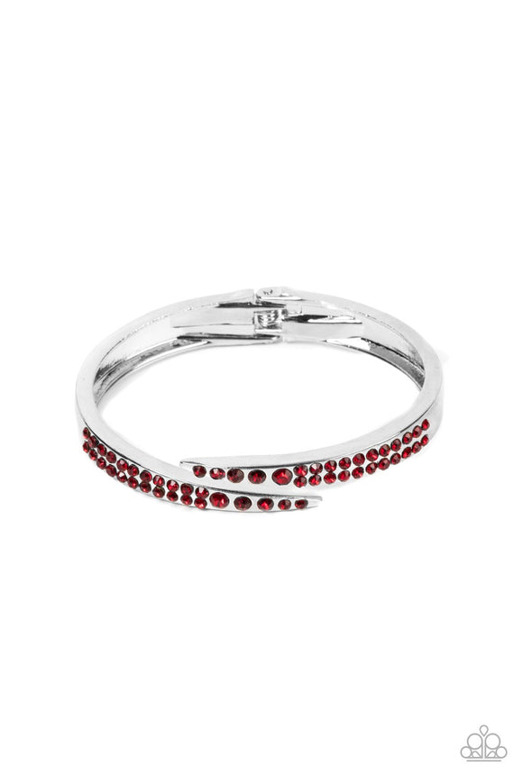 Sideswiping Shimmer - Red hinge bracelet