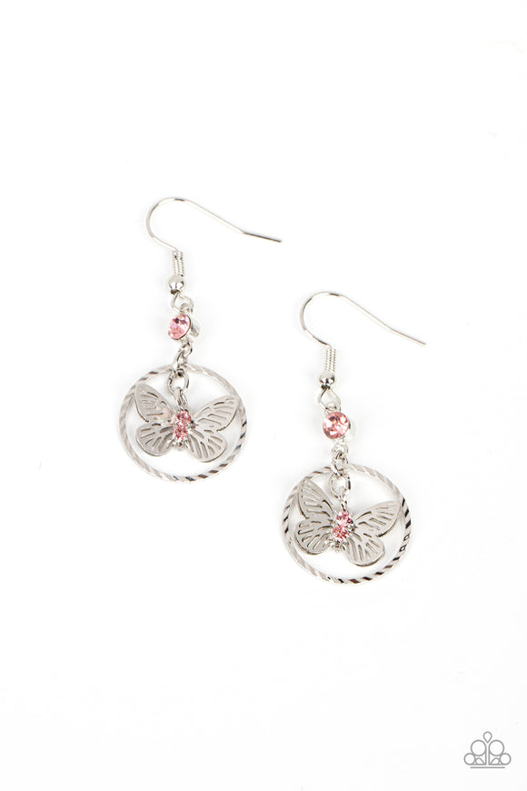 Fabulous Flutter - Pink butterfly earrings