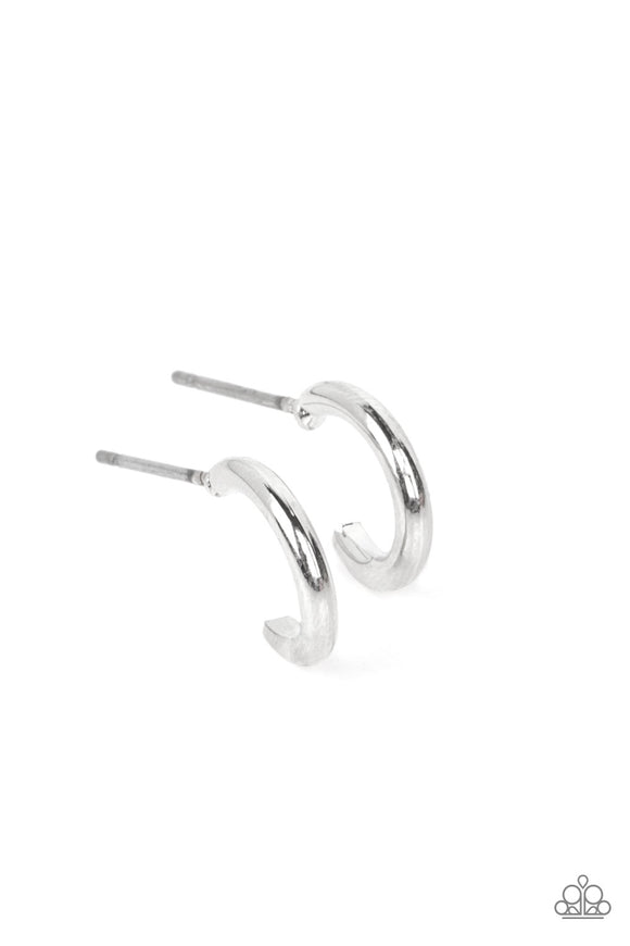 Skip the Small Talk - Silver mini hoop earrings