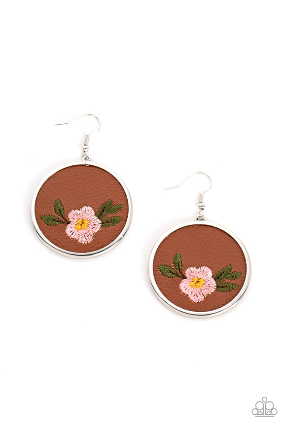 Prairie Patchwork - Pink leather earrings