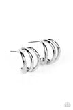 TRIPLE Down - Silver mini hoop earrings