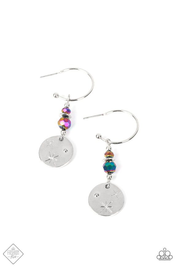 Artificial STARLIGHT - Multi Oil spill mini hoop earrings