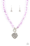 Color Me Smitten - Purple pearl heart necklace