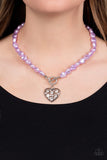 Color Me Smitten - Purple pearl heart necklace