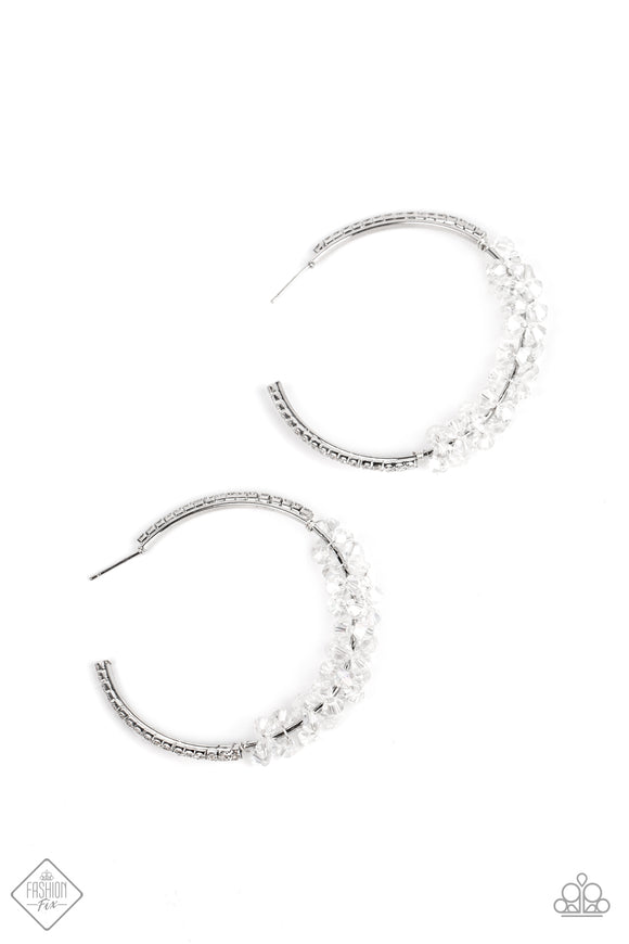 Bubble-Bursting Bling - White hoop earrings