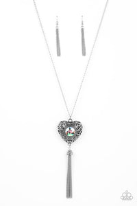 Prismatic Passion - Green iridescent heart necklace