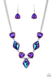 Glittering Geometrics - Purple oil spill necklace