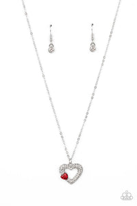 Bedazzled Bliss - Red heart necklace