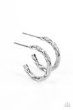 Triumphantly Textured - Silver small hoop earrings