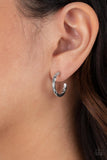 Triumphantly Textured - Silver small hoop earrings