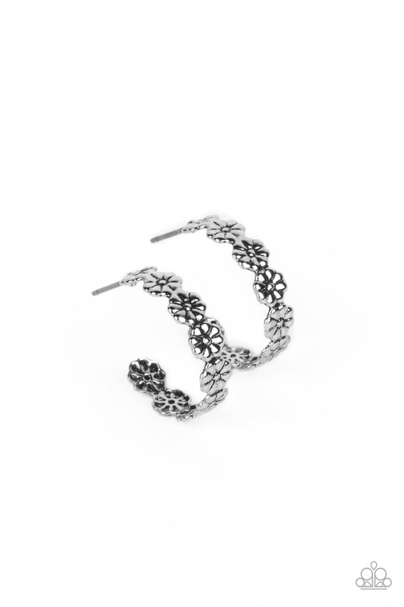 Floral Fad - Silver small hoop earrings