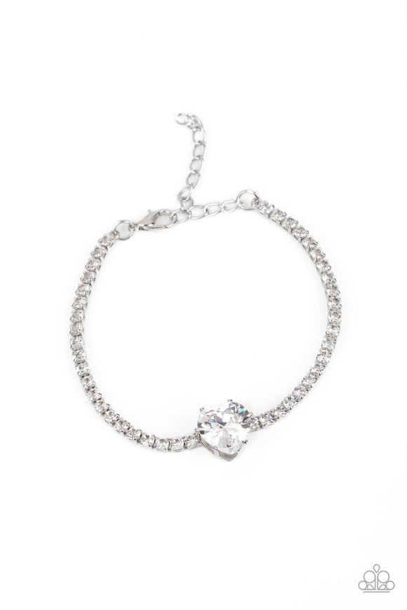 Bedazzled Beauty - White heart bracelet