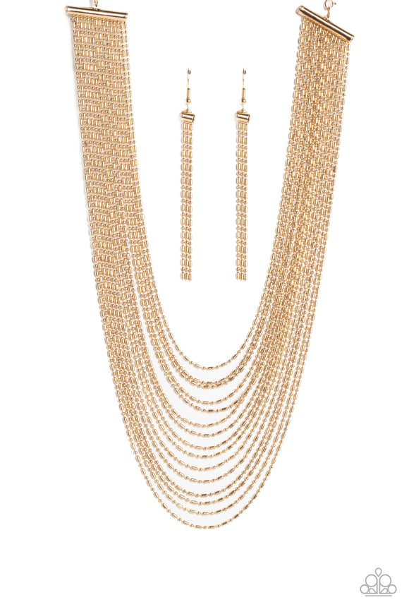 Cascading Chains - Gold necklace