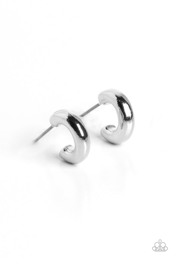 Catwalk Curls - Silver mini hoop earrings