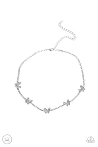 Fluttering Fanatic - White butterfly choker necklace